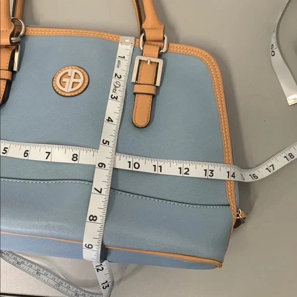 Giani Bernini Saffiano Dome Blue and Tan Satchel - Picture 6 of 7